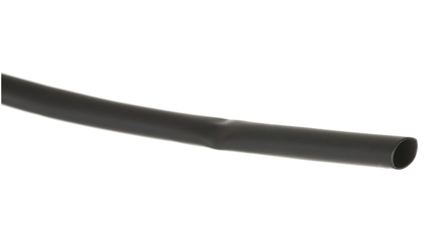 TE Connectivity Heat Shrink Tubing, Black 3.2mm Sleeve Dia. x 10m Length 2:1 Ratio, RW-200 Series