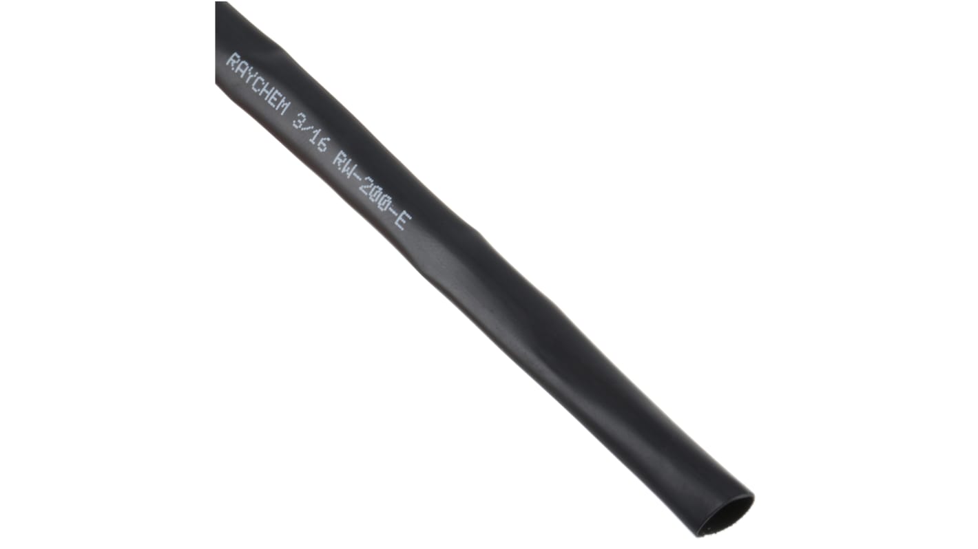 TE Connectivity Heat Shrink Tubing, Black 4.8mm Sleeve Dia. x 9m Length 2:1 Ratio, RW-200 Series