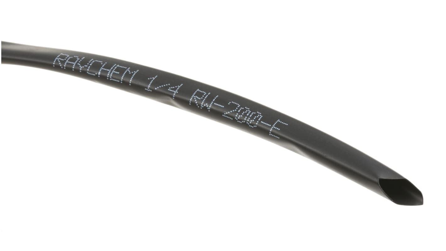 TE Connectivity Heat Shrink Tubing, Black 6.4mm Sleeve Dia. x 8m Length 2:1 Ratio, RW-200 Series