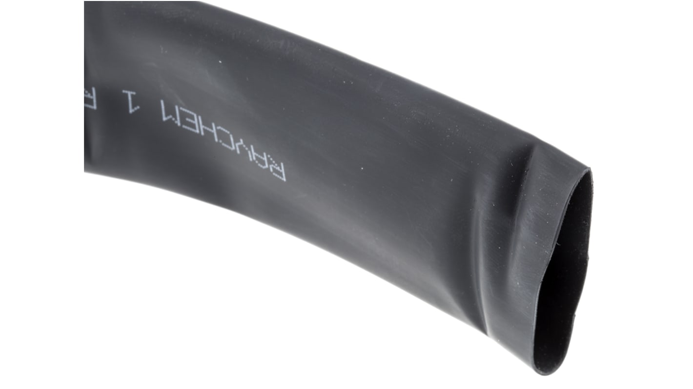 TE Connectivity Heat Shrink Tubing, Black 25.4mm Sleeve Dia. x 3m Length 2:1 Ratio, RW-200 Series