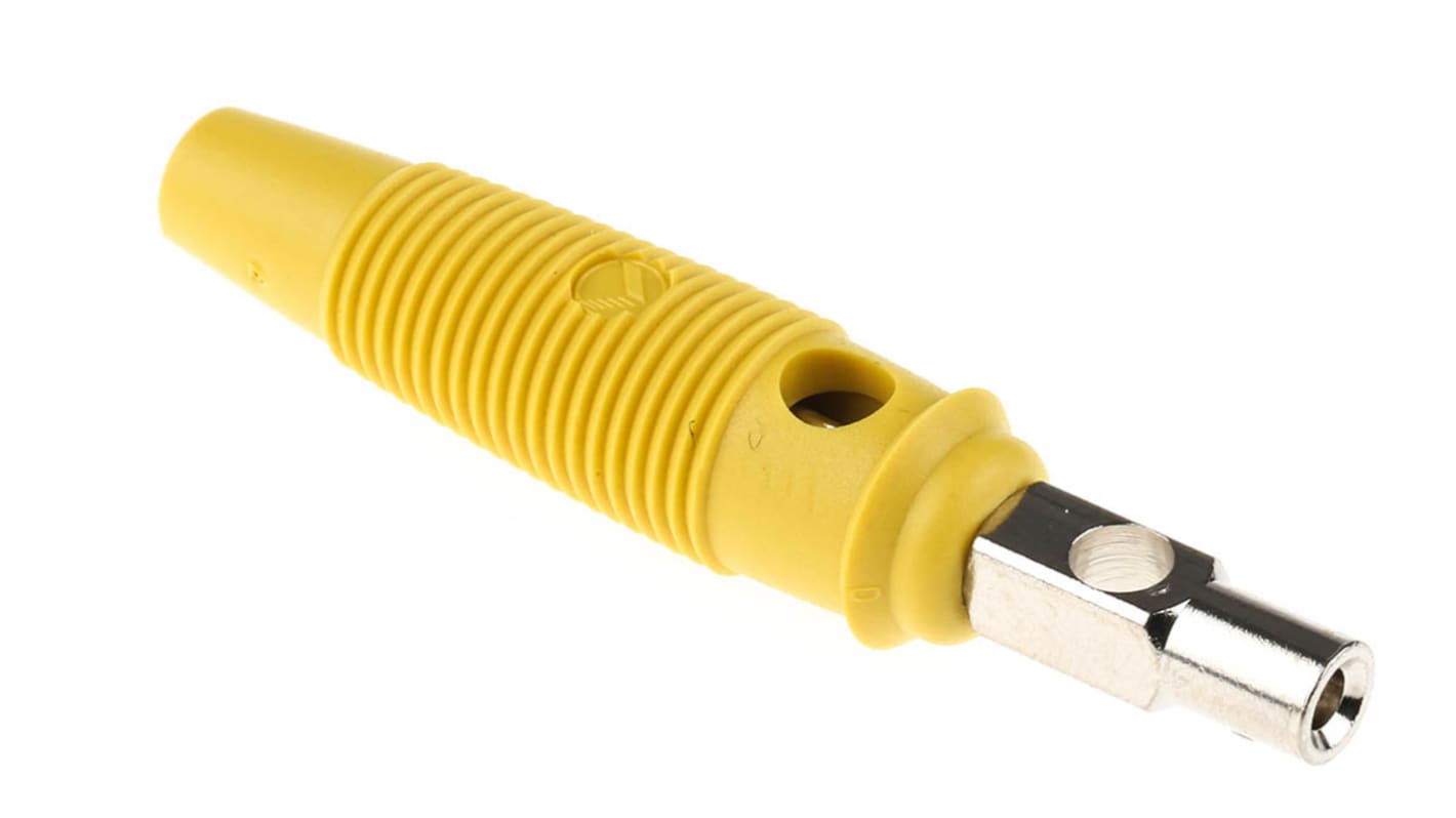 Hirschmann Test & Measurement Yellow Male Banana Plug, 4 mm Connector, Screw Termination, 16A, 60V dc, Nickel Plating