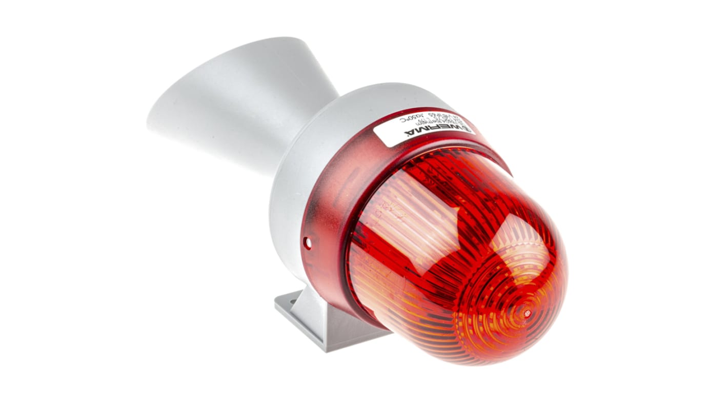 Werma 声光报警器, 24 V（交流/直流）电源, 1米外98dB, 最大98dB, IP65, 红色灯罩, 灰色外壳, 424系列