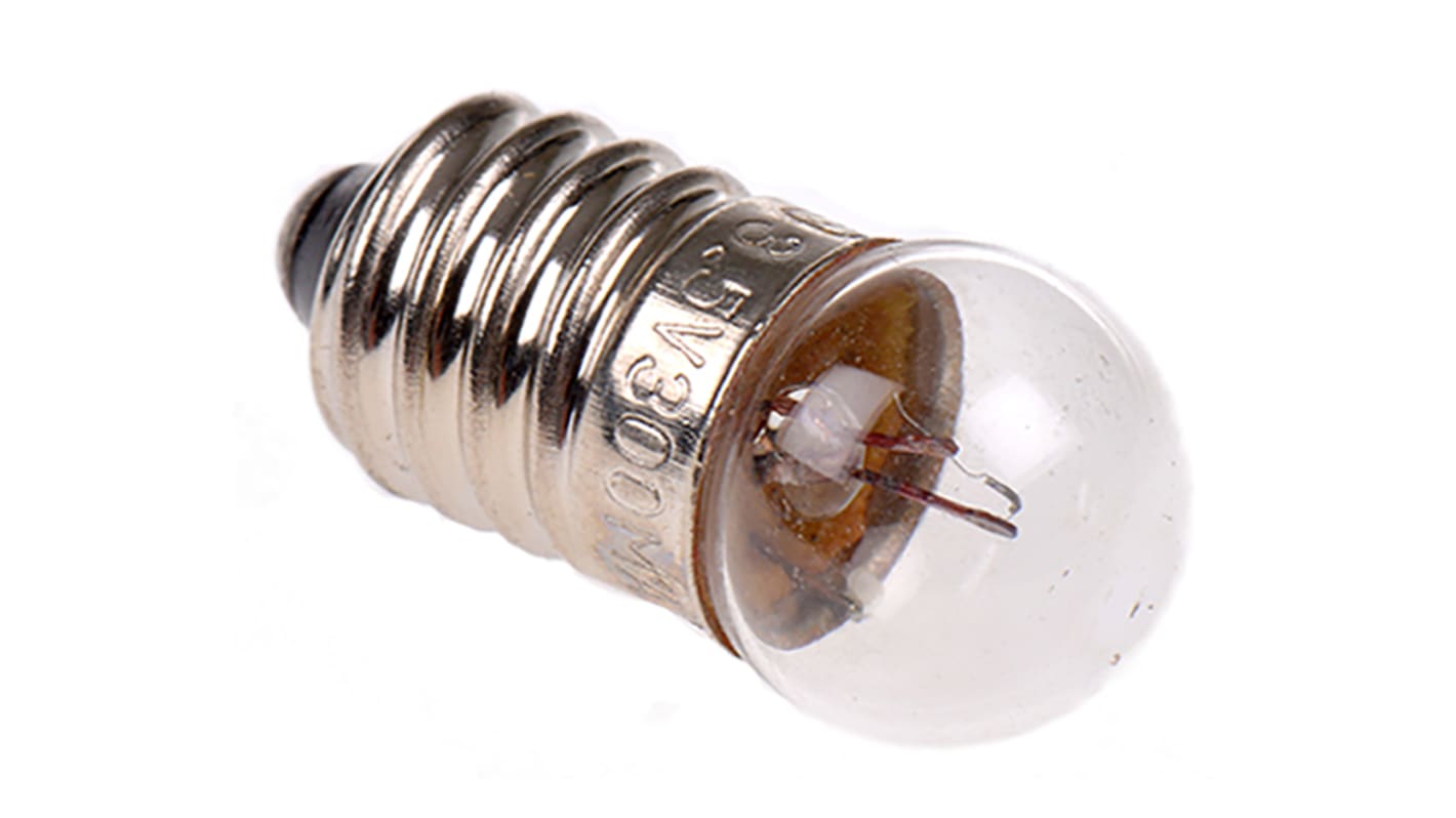RS PRO E10 Indicator Light, Clear, 3.5 V, 300 mA, 1000h