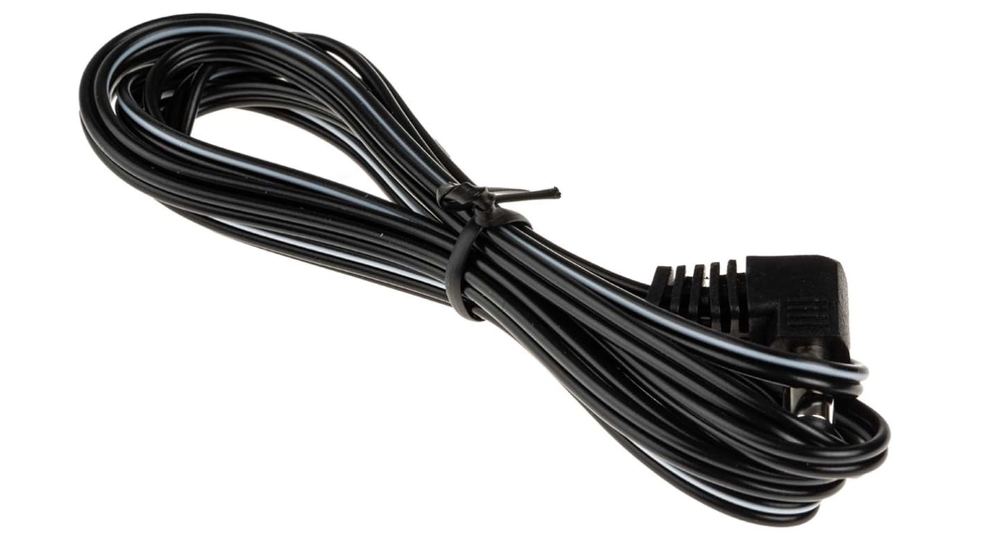 Cable de alimentación RS PRO Negro/Blanco de 1.8m, con. A Alimentación DC de 2,5 mm, macho, con. B Sin terminación, 12
