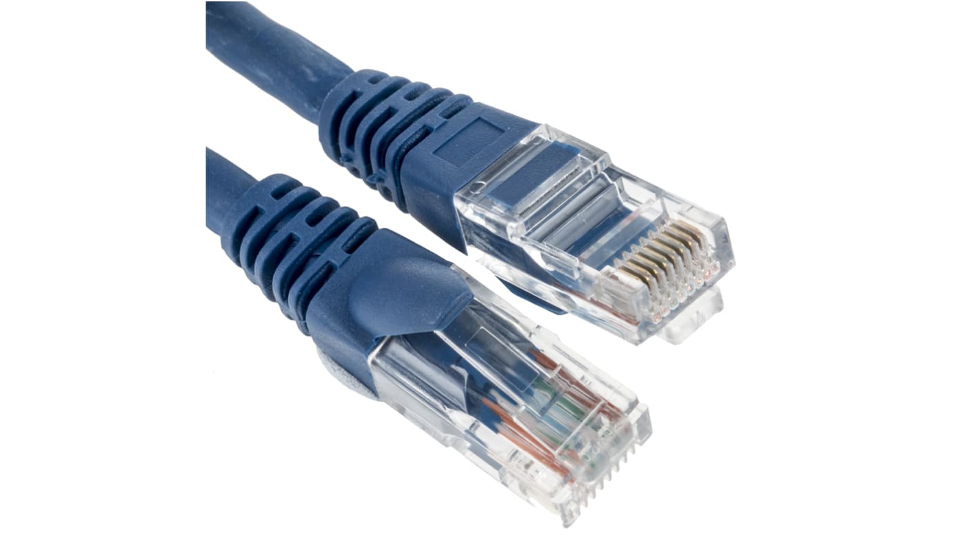 RS PRO, 3m Cat5e, Blue RJ45 to Male RJ45 Male, U/UTPUnshielded, Terminated LSZH Sheath