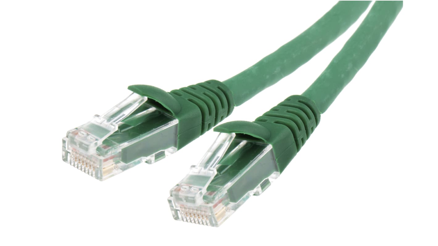 RS PRO, 5m Cat6, Green RJ45 to Male RJ45 Male, U/UTP Unshielded, Terminated LSZH Sheath