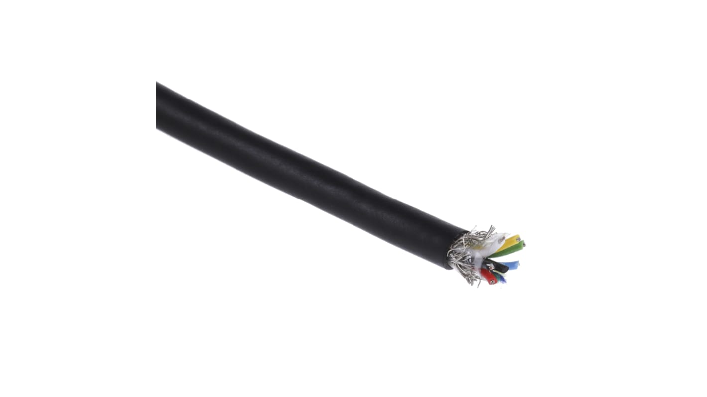 RS PRO Data Cable, 6 Cores, 0.055 mm², Screened, 30 AWG, 100m, Tinned Copper Shield