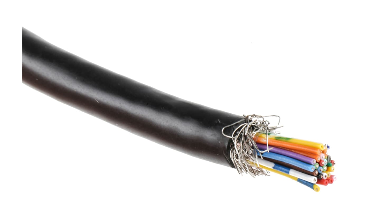RS PRO Data Cable, 25 Cores, 0.06 mm², Screened, 30 AWG, 100m, Tinned Copper Shield