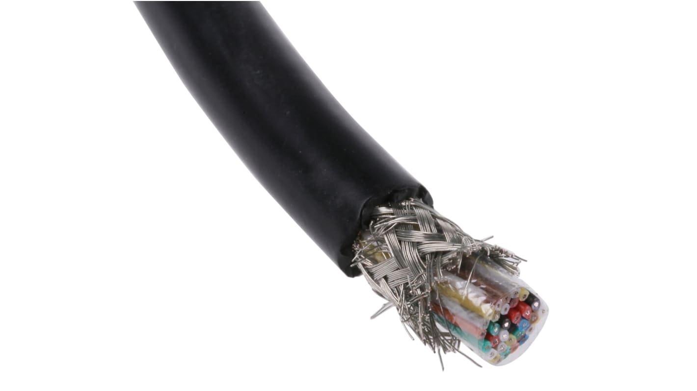 RS PRO Data Cable, 36 Cores, 0.06 mm², Screened, 30 AWG, 25m, Tinned Copper Shield