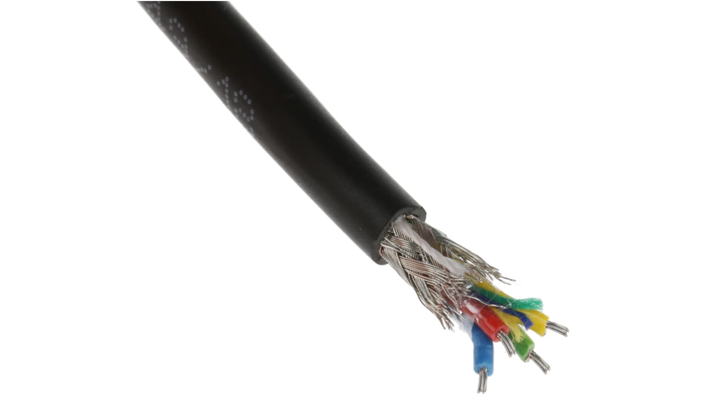 RS PRO Data Cable, 4 Cores, 0.22 mm², Screened, 24 AWG, 25m, Tinned Copper Shield