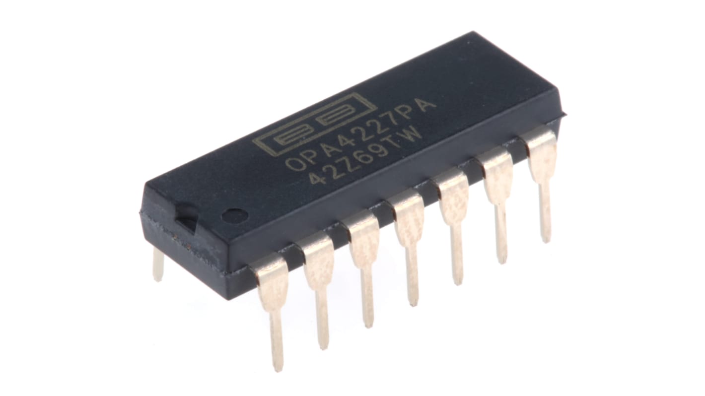 OPA4227PA Texas Instruments, Op Amp, 8MHz, 14-Pin PDIP