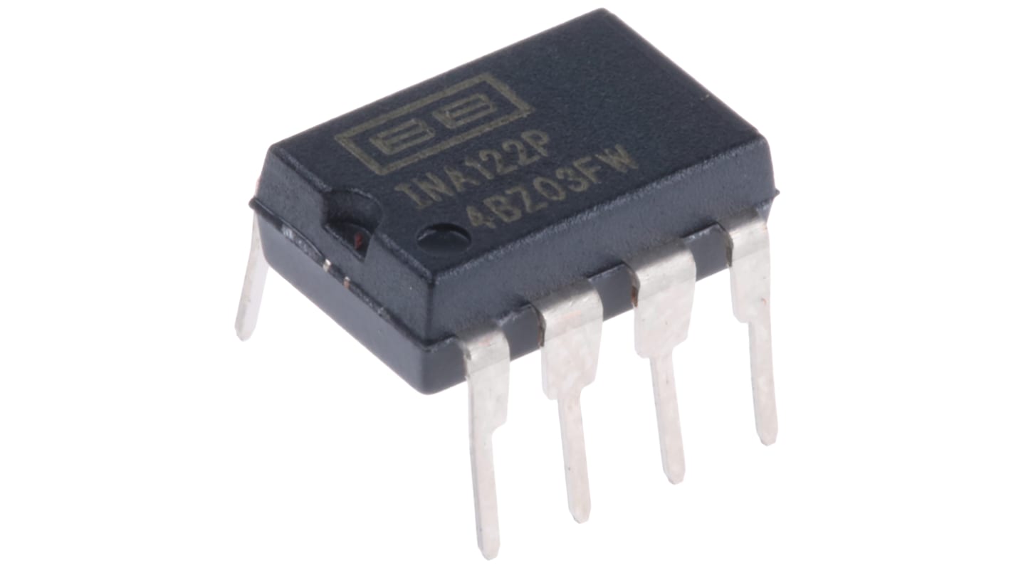 INA122P Texas Instruments, Instrumentation Amplifier, 0.25mV Offset, R-RO, 5 V, 8-Pin PDIP