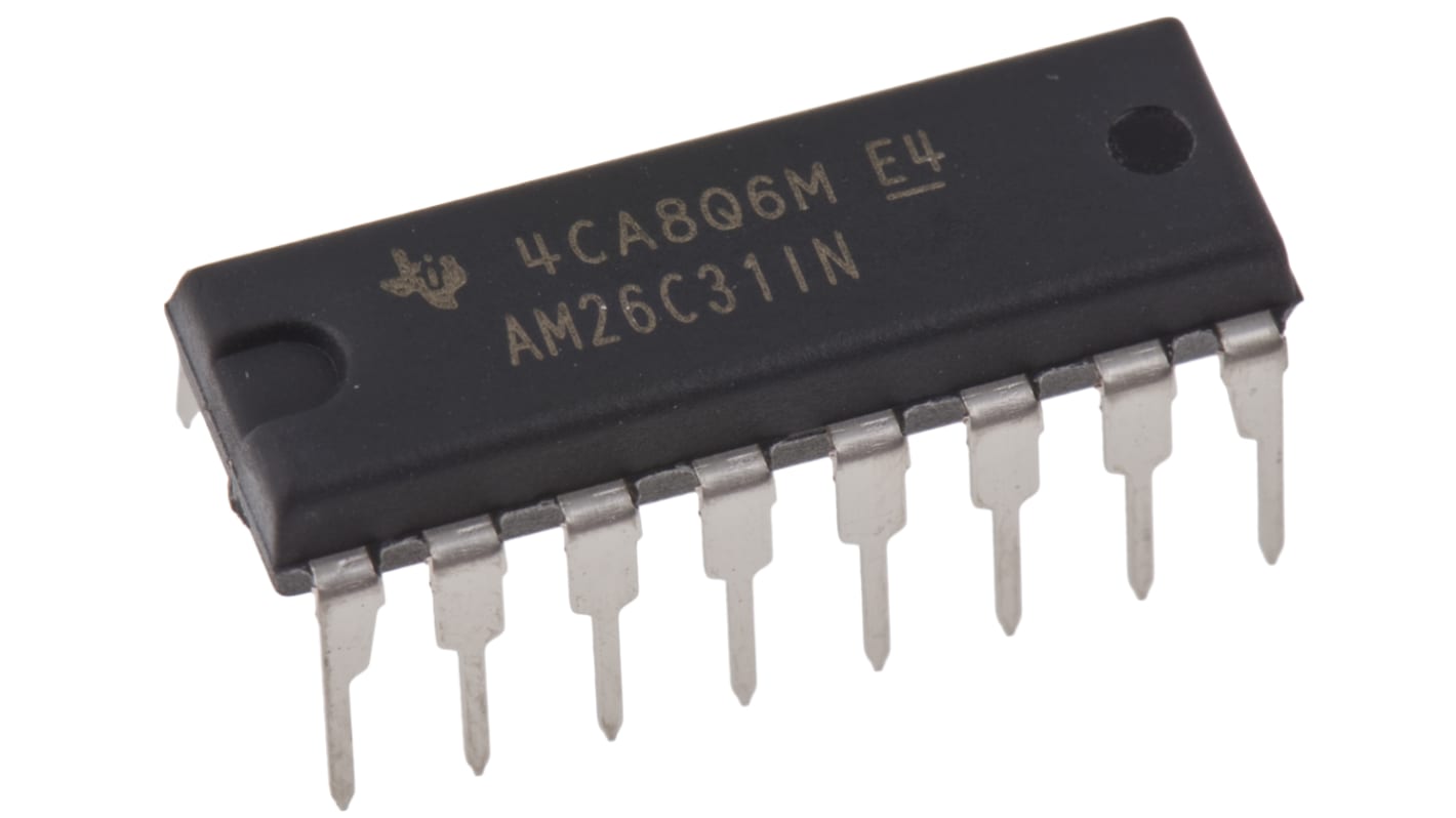 Texas Instruments 线路发射器 IC, 4 (RS-422)个发送器, 16针, 通孔安装, PDIP封装