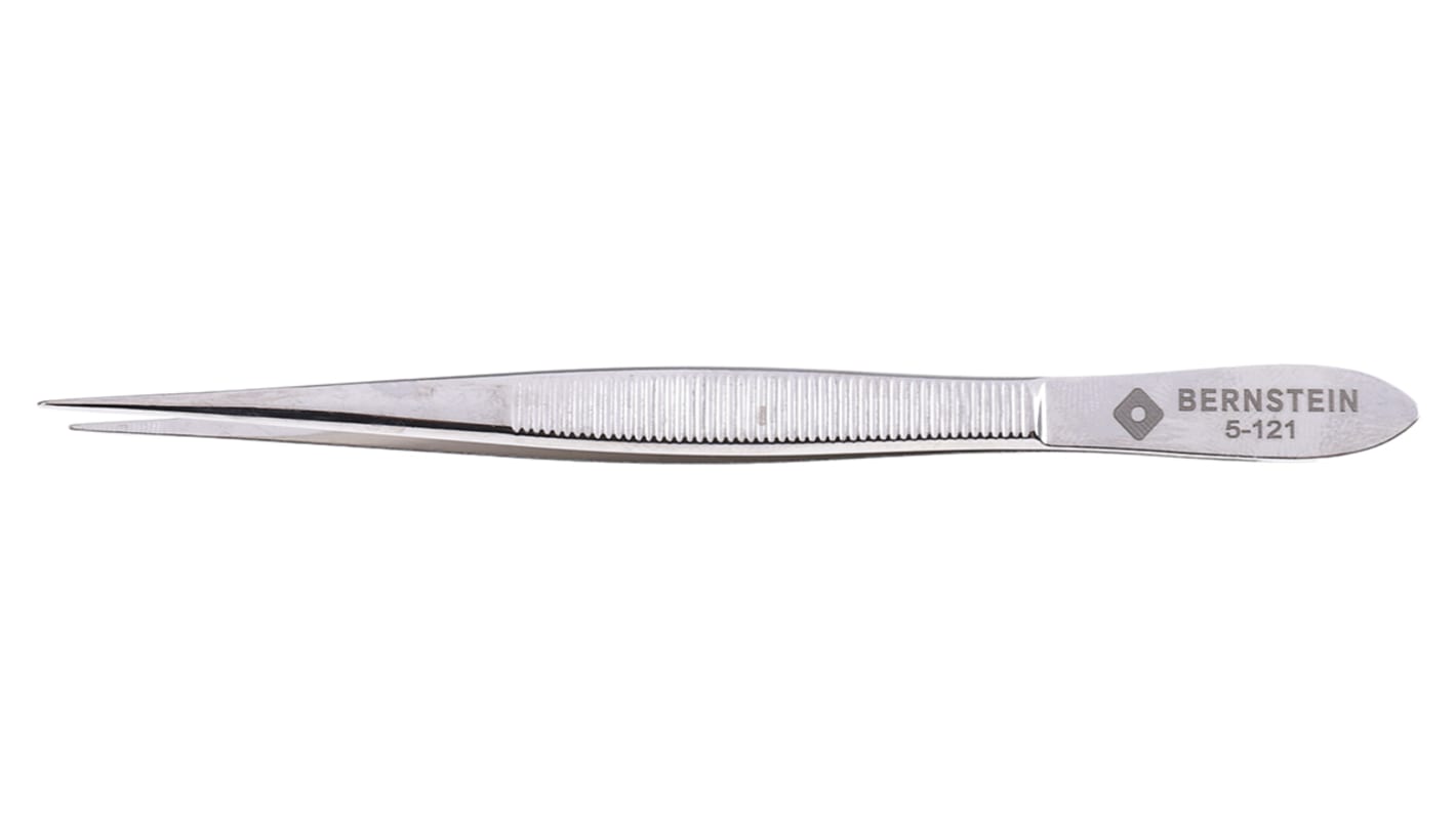 Bernstein 120 mm, Nickel Plated Steel, Narrow Pointed; Serrated, Tweezers