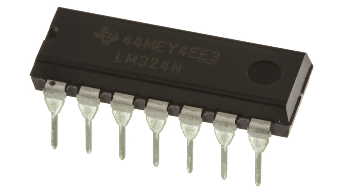 LM324N Texas Instruments, Precision, Op Amp, 1.2MHz, 5 → 28 V, 14-Pin PDIP