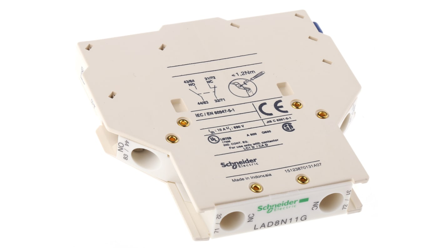 Blocco di contatti ausiliari Schneider Electric, NA/NC, montaggio laterale, serie LAD8