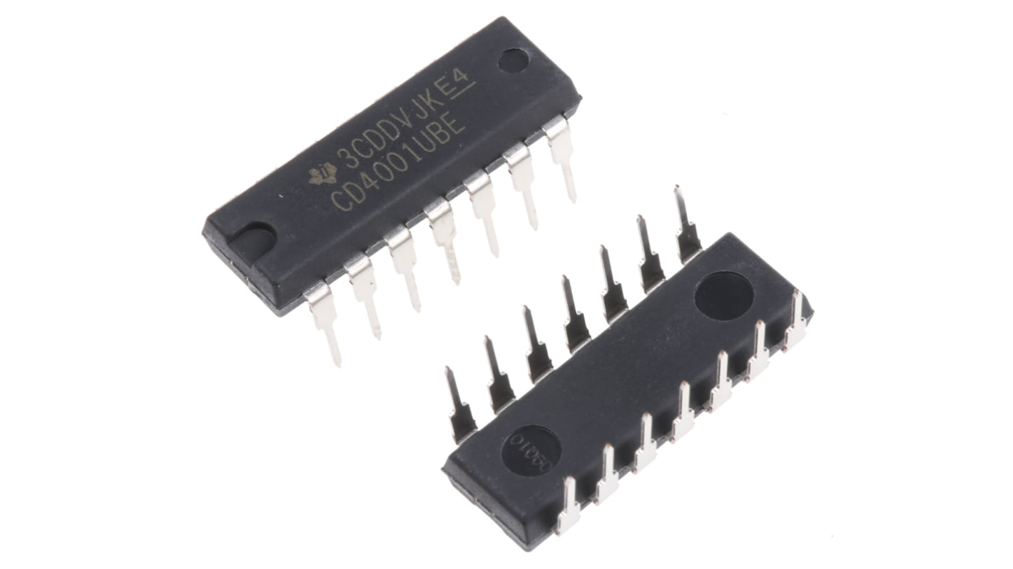 Texas Instruments CD4001UBE, Quad 2-Input NOR Logic Gate, 14-Pin PDIP