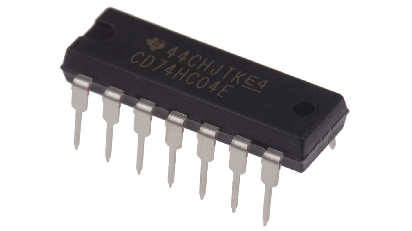 Texas Instruments HC逻辑反相器, 6元件, 低电平5.2mA, 高电平-5.2mA, 14p, PDIP, 通孔安装