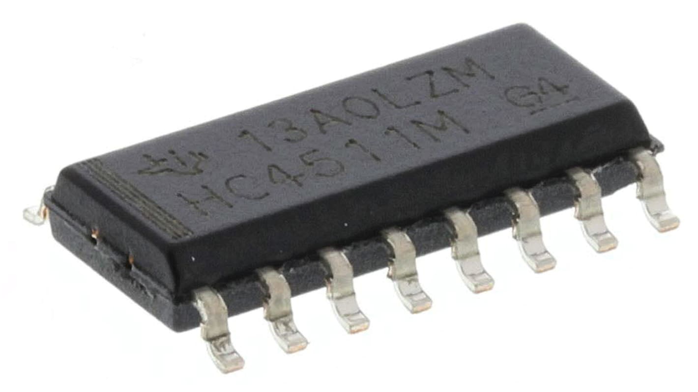 Decodificatore CD74HC4511M, SOIC 16 Pin