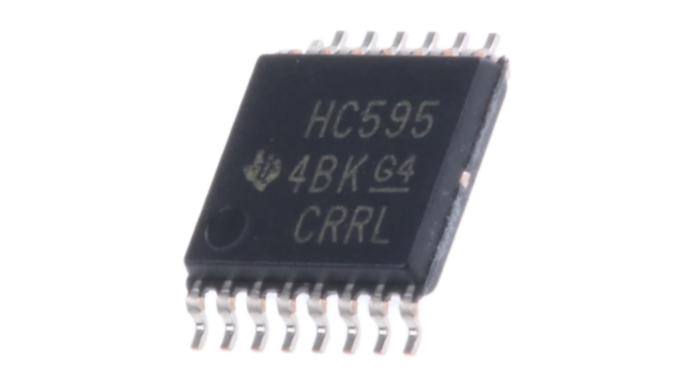 Texas Instruments SN74HC595PW 8-stage Surface Mount Shift Register HC, 16-Pin TSSOP