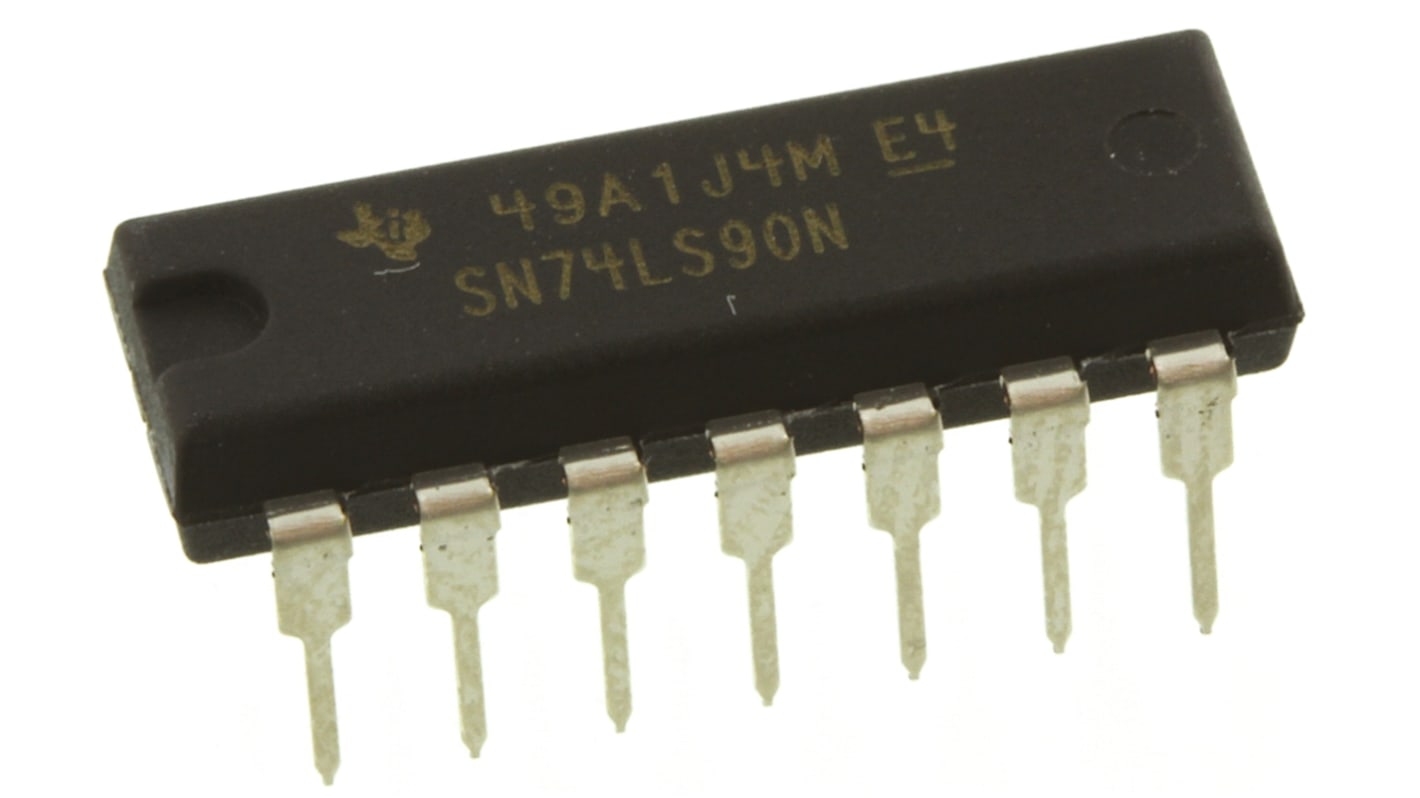 Texas Instruments SN74LS90N 4-stage Through Hole Decade Counter LS, 14-Pin PDIP