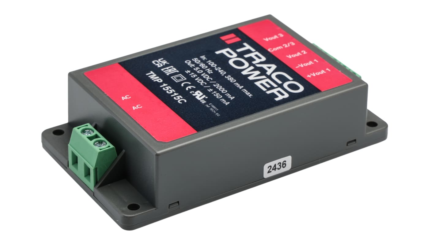 TRACOPOWER スイッチング電源 5 V dc, ±15 V dc 2 A, 150 mA 15W