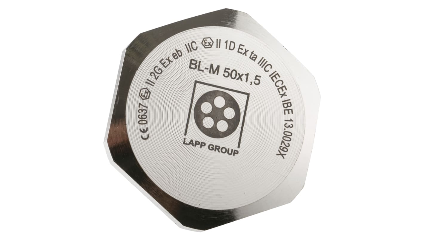 Bouchon obturateur Lapp M50, Ø de perçage 59mm, en Laiton nickelé, IP68