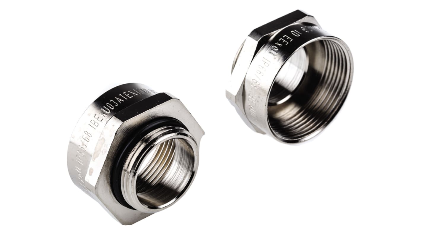 Lapp Cable Gland Adaptor, M25 Exterior Thread, M32 Interior Thread, Nickel Plated Brass, SKINDICHT Series