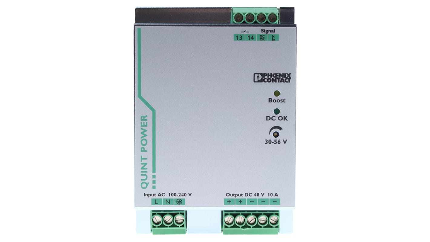Alimentation pour rail DIN Phoenix Contact, série QUINT-PS/1AC/48DC/10, 48V c.c.out 10A, 480W