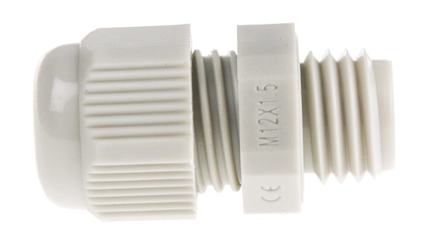 Legrand 968 Series Grey Polyamide Cable Gland, ISO12 Thread, 4mm min., 6.5mm max., IP55