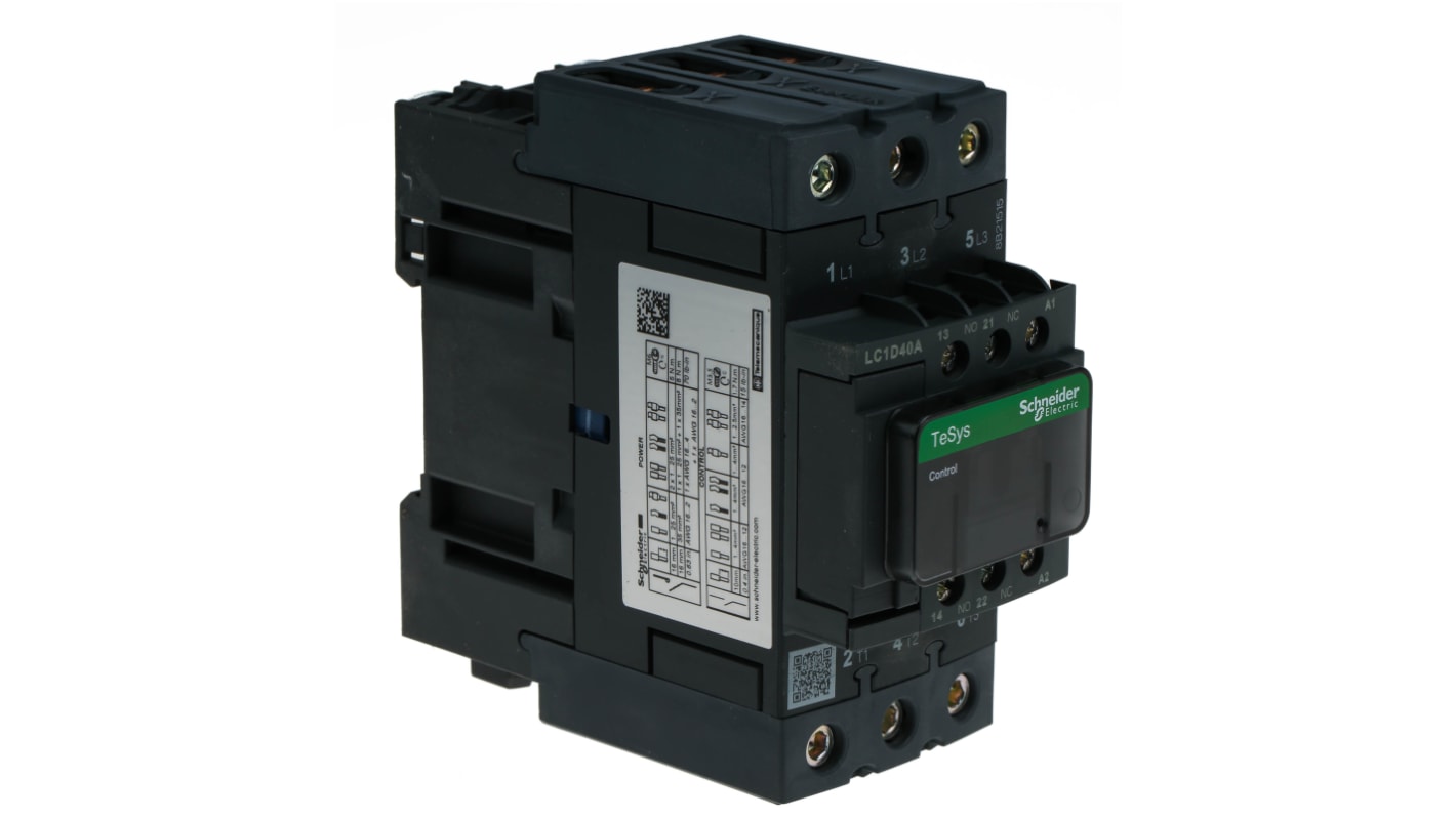 Schneider Electric TeSys D LC1D Contactor, 230 V ac Coil, 3-Pole, 40 A, 18.5 kW, 3NO, 690 V ac