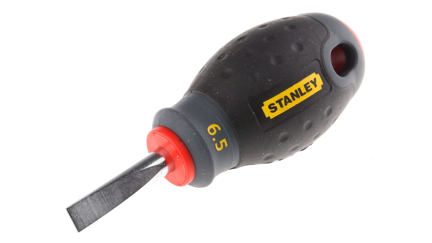 Stanley Slotted Stubby Screwdriver, 6,5 mm Tip, 30 mm Blade