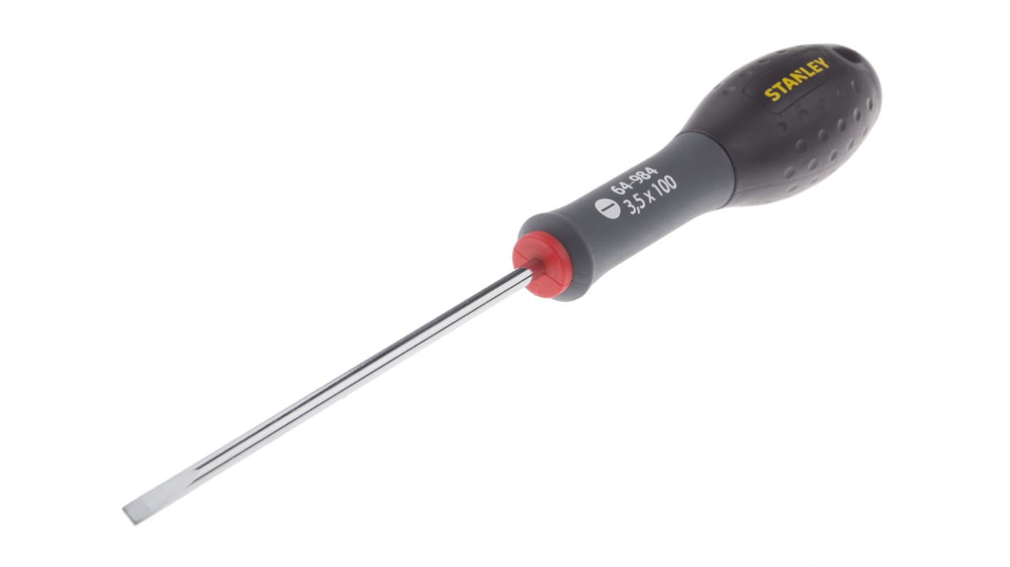 Stanley 一字标准螺丝刀, 3.5mm规格, 100 mm刀长, 铬钒钢刀片