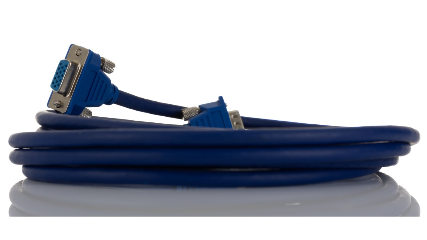 RS PRO Male VGA to Female VGA  Cable, 3m Blue
