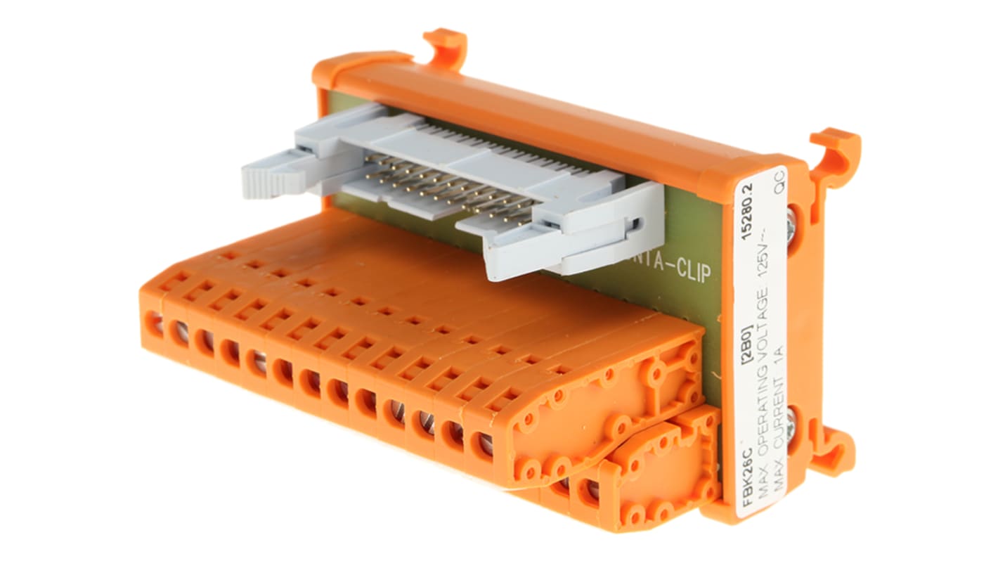 RS PRO 26-Contact Male Interface Module, Flat Ribbon Cable Connector, DIN Rail Mount, 1A