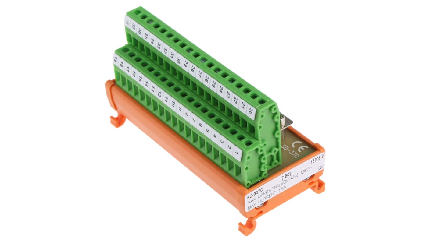 RS PRO 37-Contact Female Interface Module, D-sub Connector, DIN Rail Mount, 1.5A