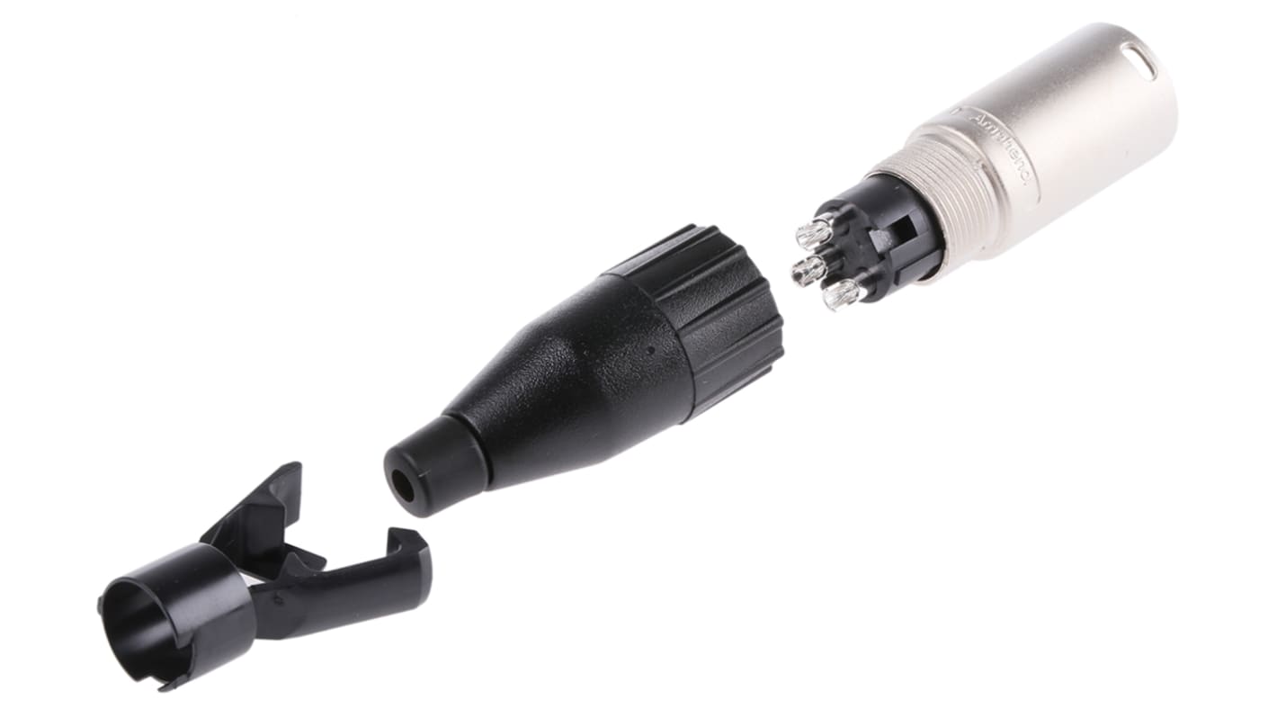 Conector XLR Macho Recto de 3 pines Amphenol Industrial revestidos de Plata, Montaje de Cable