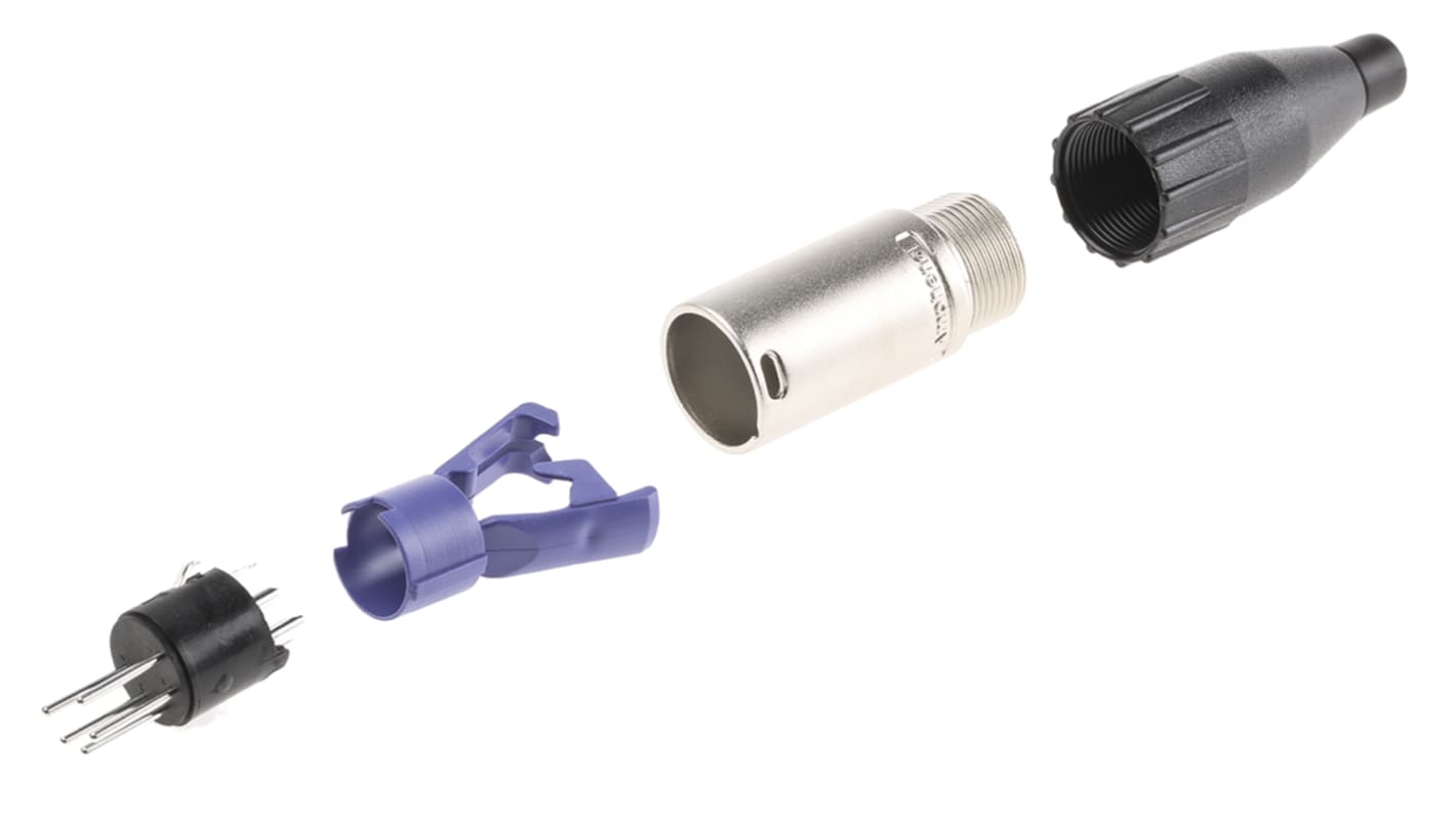 Amphenol Industrial 五芯卡侬头公插, 电缆安装, 133 v 交流, 7.5A, 直向