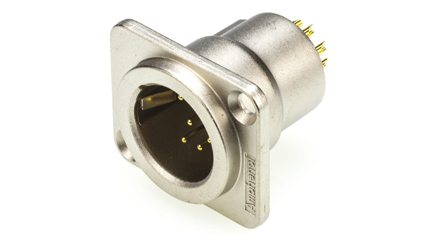 Amphenol Industrial Panel Mount XLR Connector, Male, 7 Way, Gold Plating