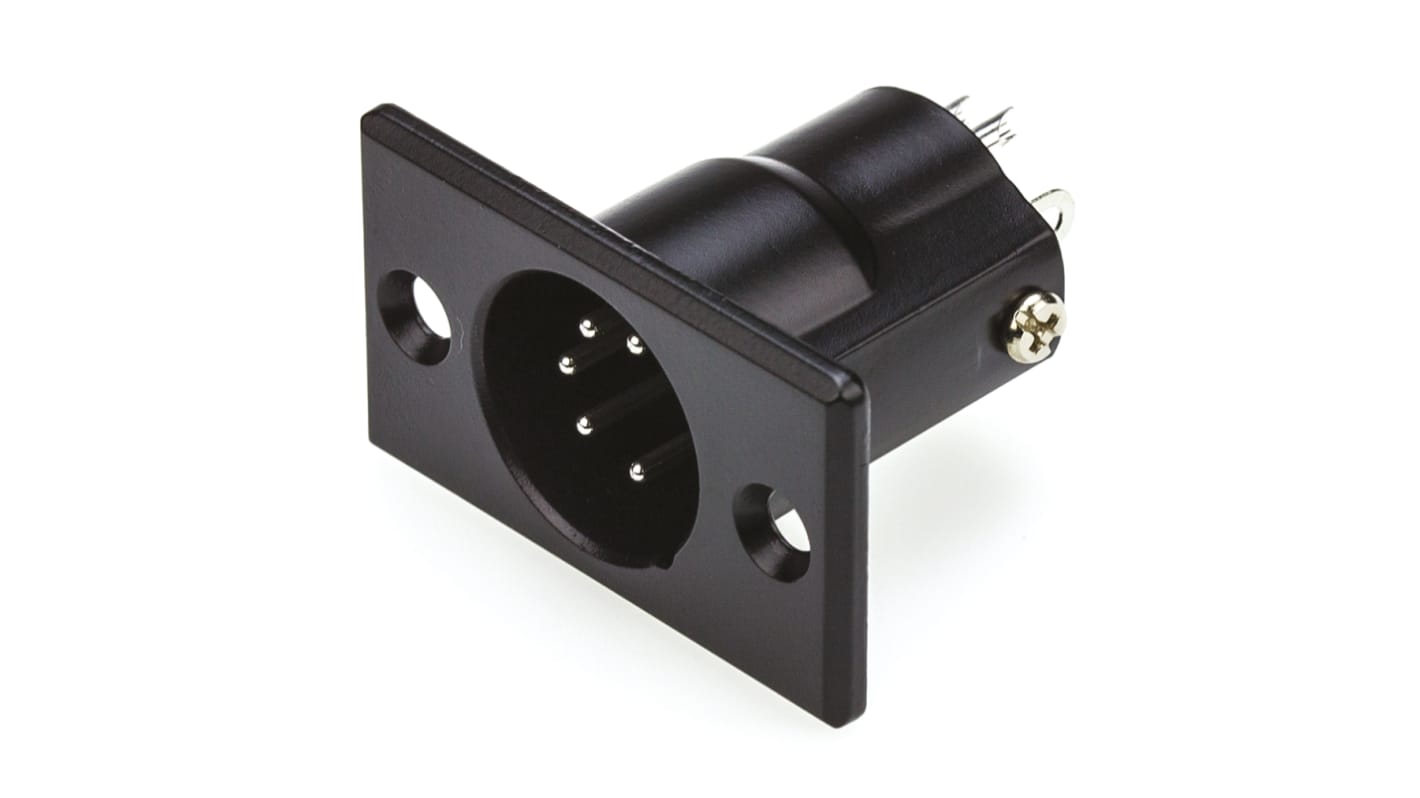 Amphenol Panel Mount XLR Connector, Male, 5 Way, Silver Plating