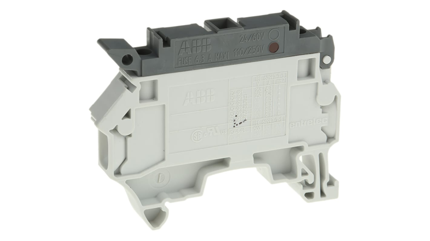 Entrelec SNK Series Grey Fused DIN Rail Terminal, 1.5mm², Screw Termination, Fused