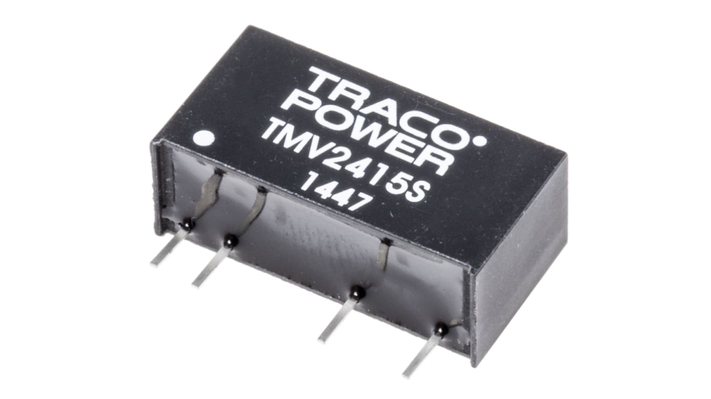 TRACOPOWER TMV DC-DC Converter, 15V dc/ 65mA Output, 21.6 → 26.4 V dc Input, 1W, Through Hole, +85°C Max Temp