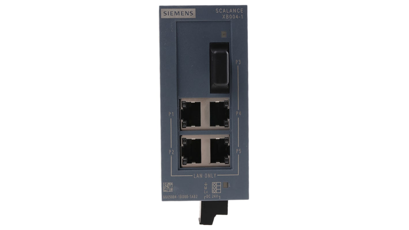 Switch Ethernet Siemens 4 porte RJ45, 100Mbit/s, montaggio Guida DIN