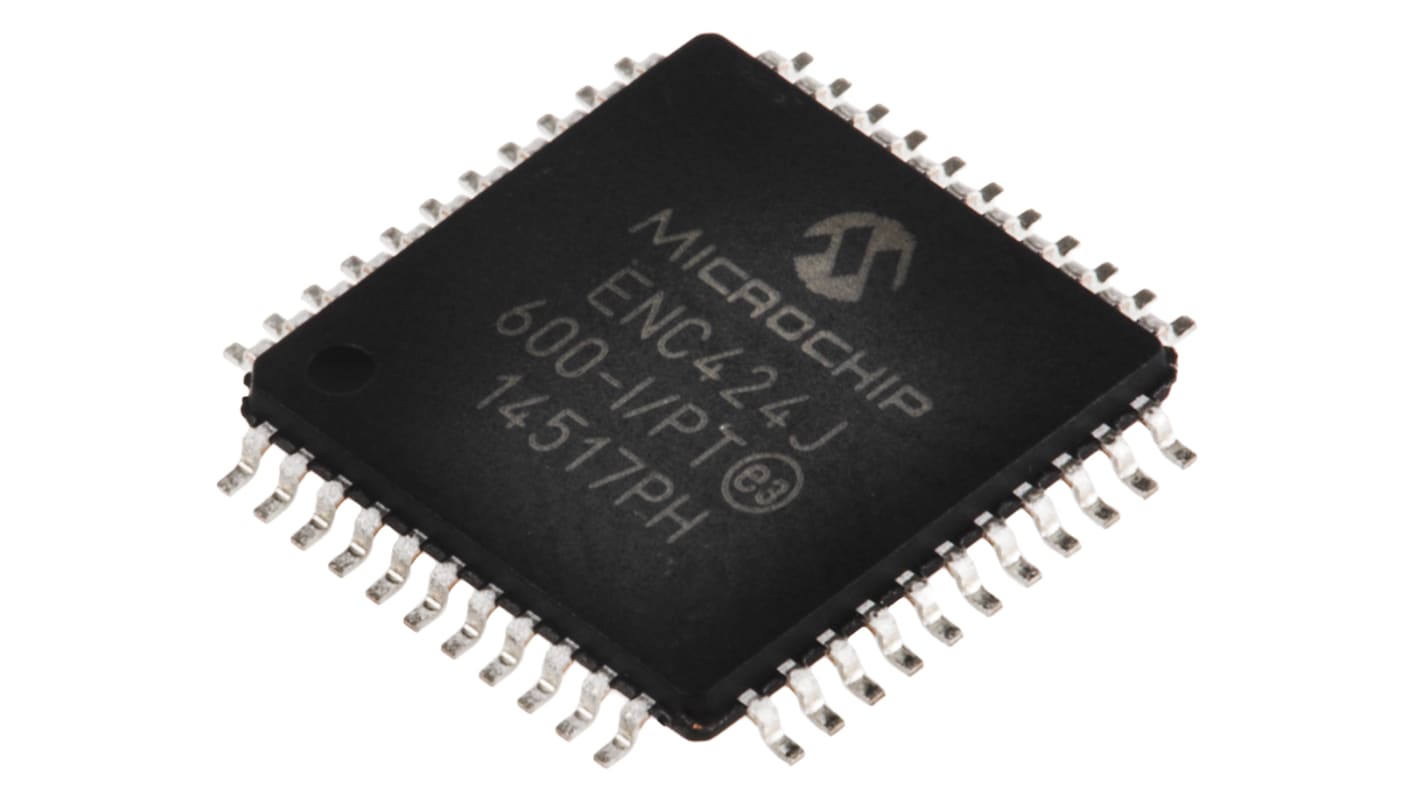 Microchip ENC424J600-I/PT, Ethernet Controller, 10Mbps MII, MIIM, Serial-SPI, 3.3 V, 44-Pin TQFP