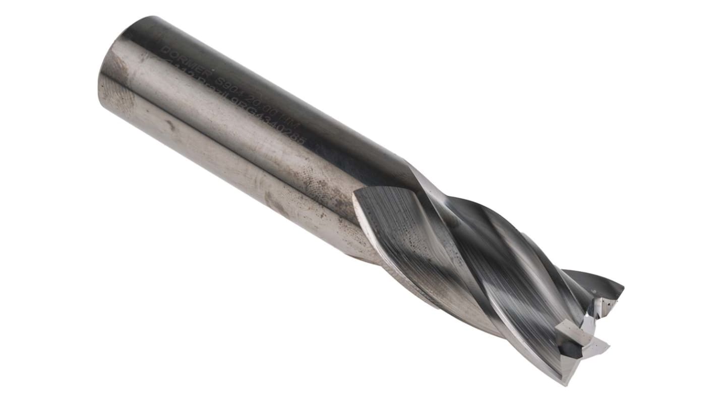 Dormer 直柄立铣刀, 固体碳化物制, 20mm刀直径, 可切割38mm, 20 mm柄直径, 104 mm总长