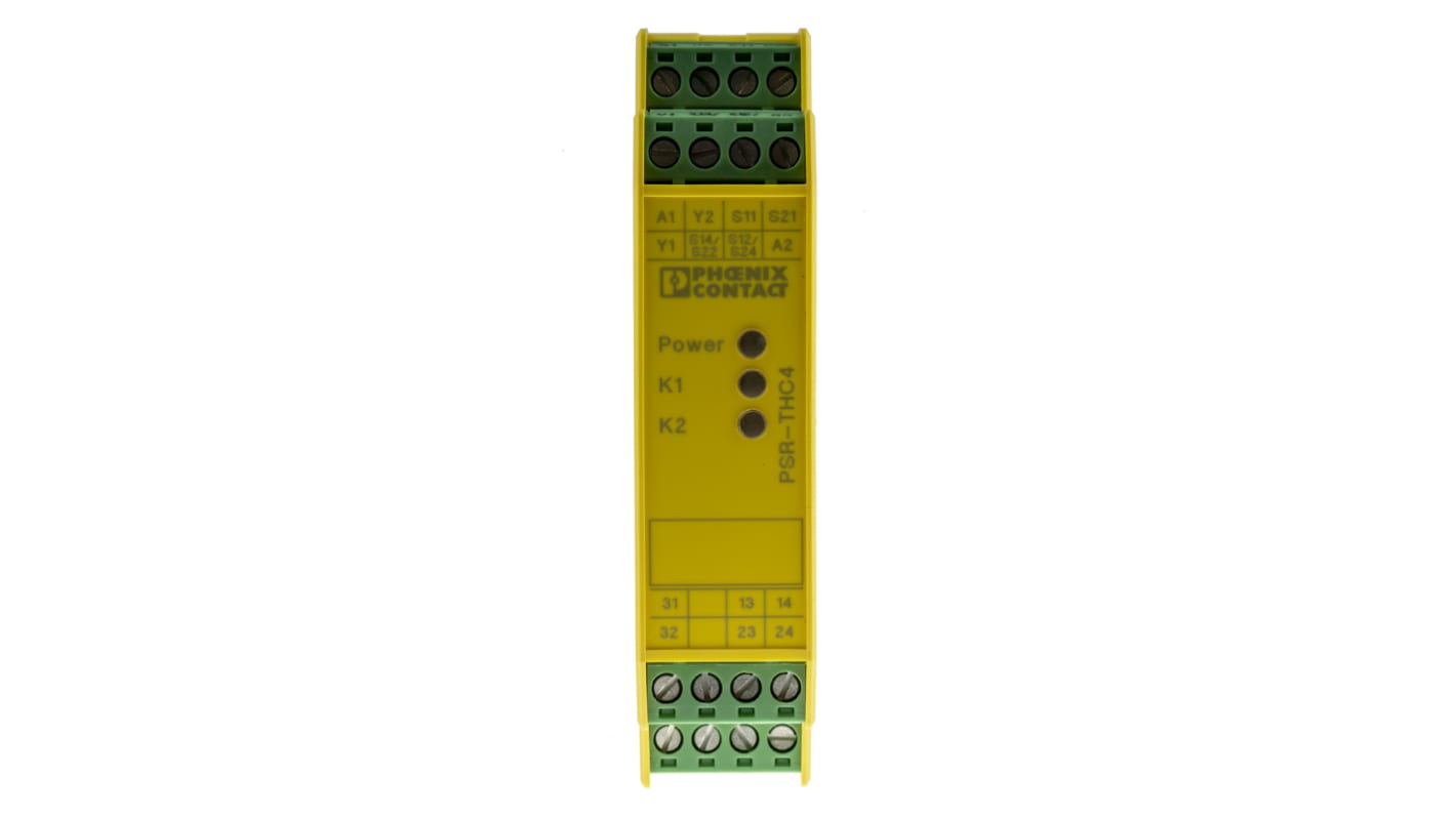 Phoenix Contact PSRclassic PSR-SCP- 24UC/THC4/2X1/1X2 Two Hand Control Safety Relay, 24V ac/dc, Dual-Channel, 2 Safety
