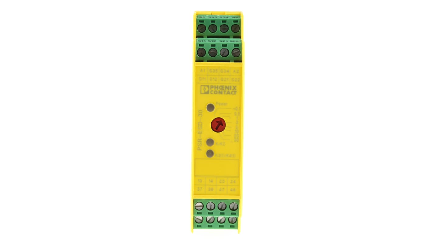 Relé de seguridad Phoenix Contact PSR-SCP- 24DC/ESD/4X1/30 de 2 canales, para Haz de luz/cortina, Interruptor de
