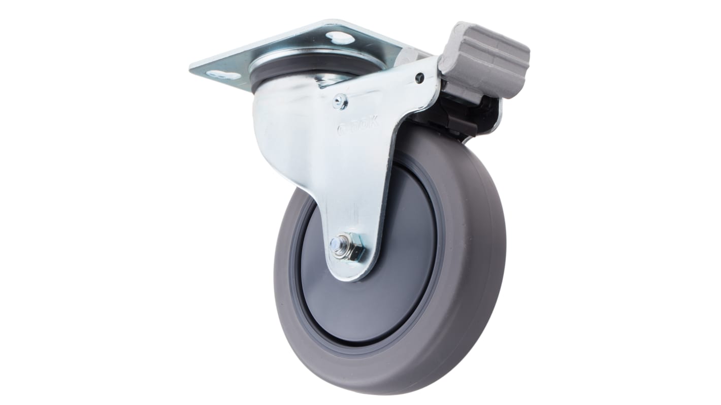 Ruota per carrelli orientabile con freno RS PRO in Gomma, Ø 125mm, 90kg