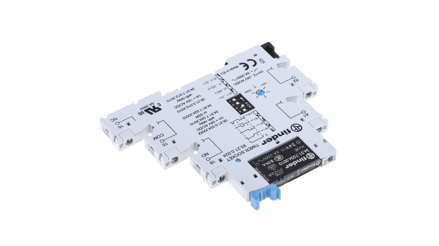 Finder 38 Series Series DIN Rail Mount Timer Relay, 24V ac/dc, 1-Contact, 0.1 s → 6h, SPDT