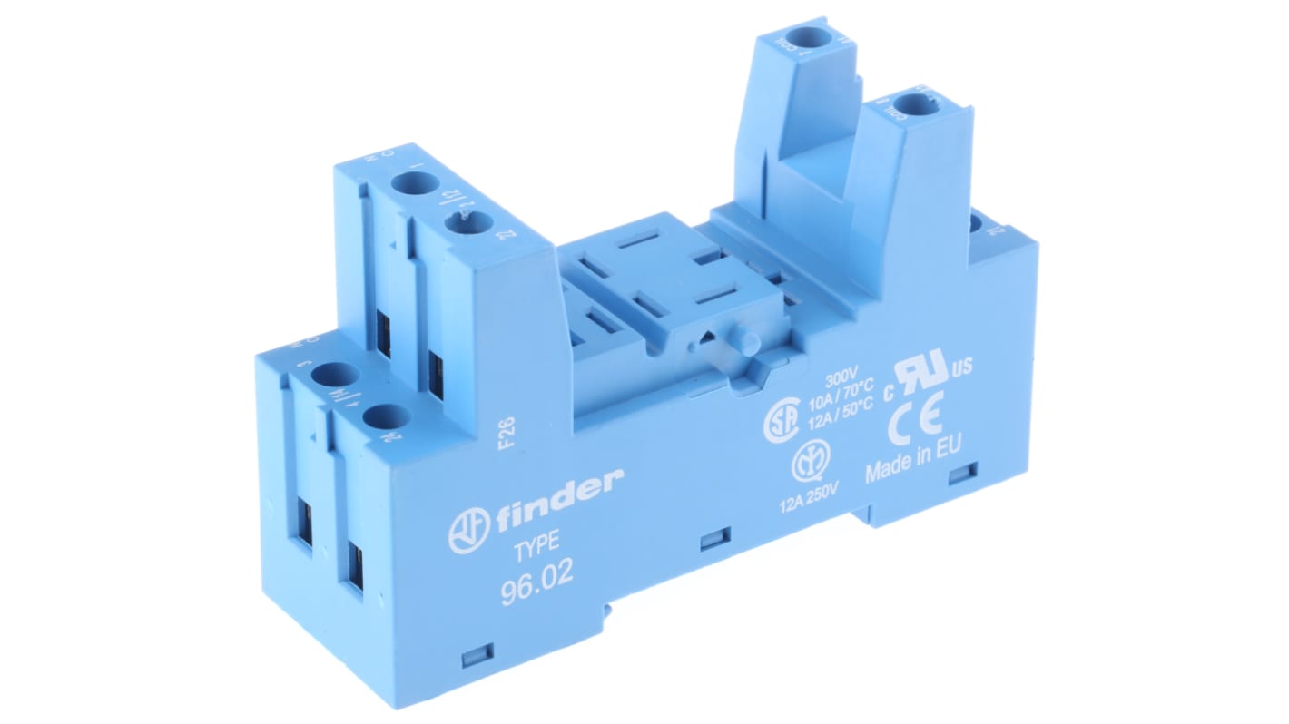 Finder 96 8 Pin 250V ac DIN Rail Relay Socket, for use with 56.32